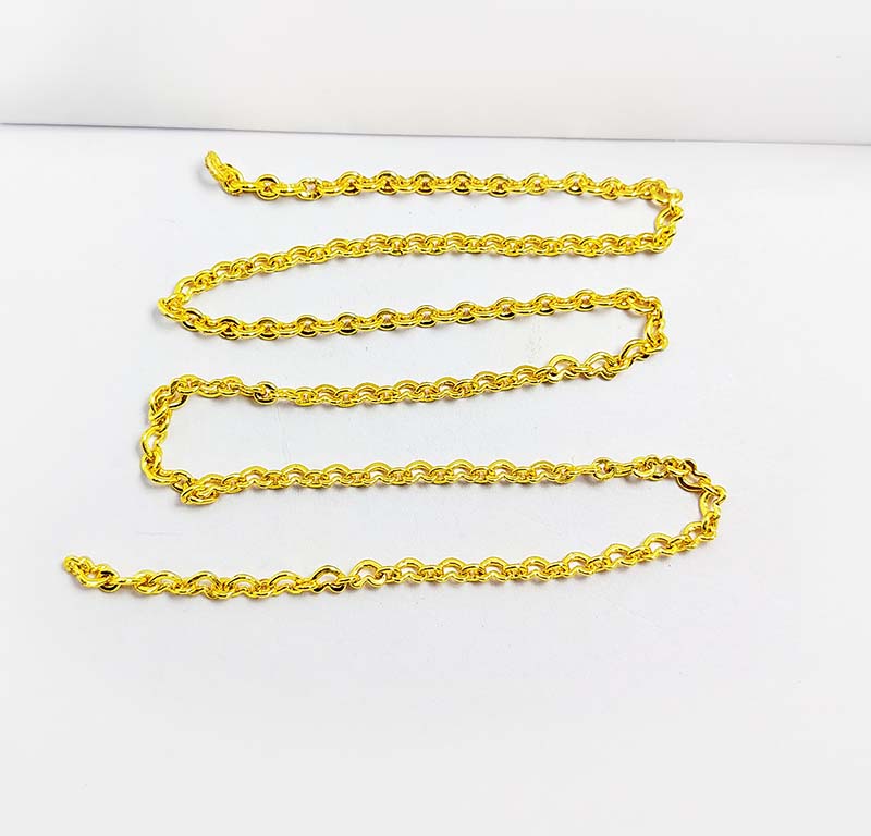 Alternating heart and oval link 18K Gold Overlay Over Copper jewelry chain with polished finish, ideal for necklaces, bracelets, and custom jewelry making projects