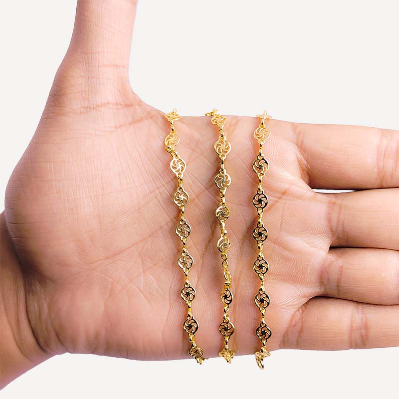Decorative motif link 18K Gold Overlay Over Copper necklace with polished finish, ideal for elegant everyday wear and refined jewelry styling occasions