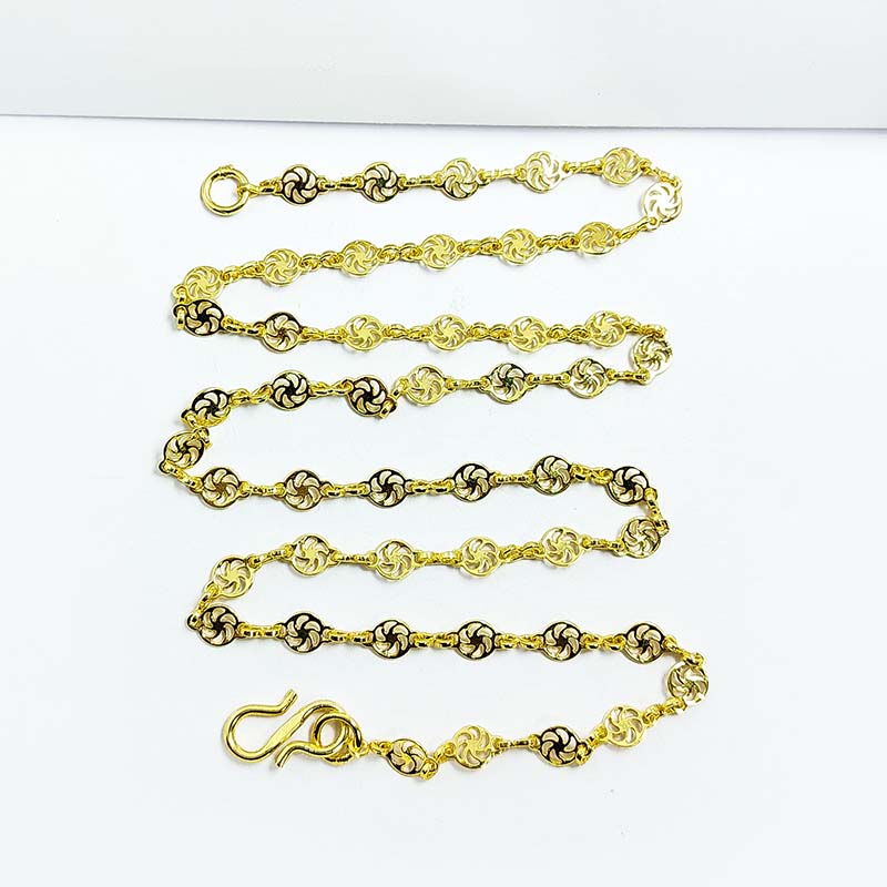 Decorative motif link 18K Gold Overlay Over Copper necklace with polished finish, ideal for elegant everyday wear and refined jewelry styling occasions