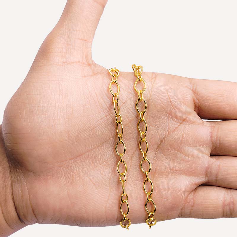 Alternating large and small oval link 18K Gold Overlay Over Copper jewelry chain with polished finish for necklaces bracelets and custom jewelry projects