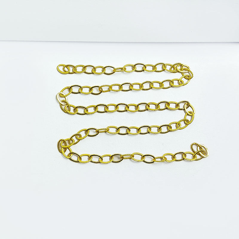 Textured oval link jewelry chain crafted with 18K Gold Overlay Over Copper featuring polished finish sold per foot for DIY jewelry projects