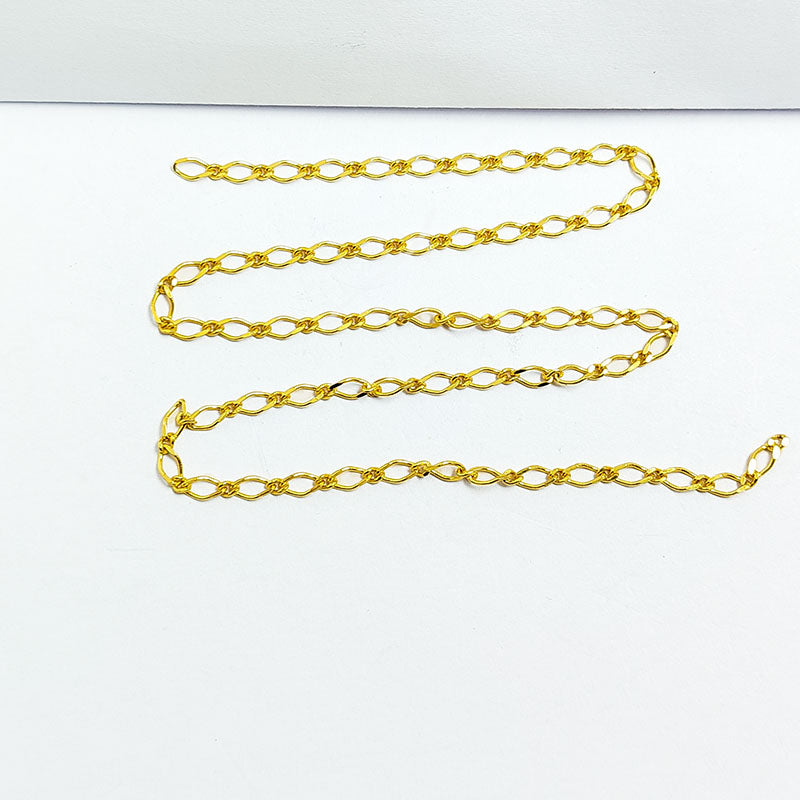 Alternating oval link jewelry chain crafted with 18K Gold Overlay Over Copper featuring mixed link sizes sold per foot for DIY jewelry projects
