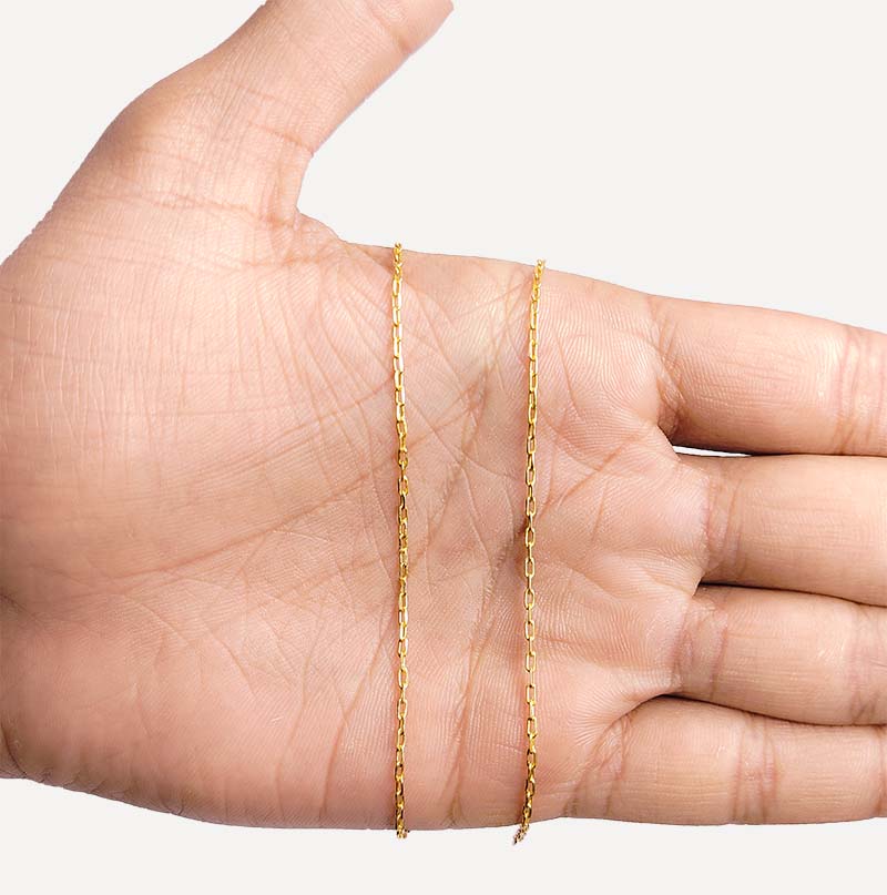 Slim oval link jewelry chain crafted with 18K Gold Overlay Over Copper featuring polished finish sold per foot for DIY jewelry projects