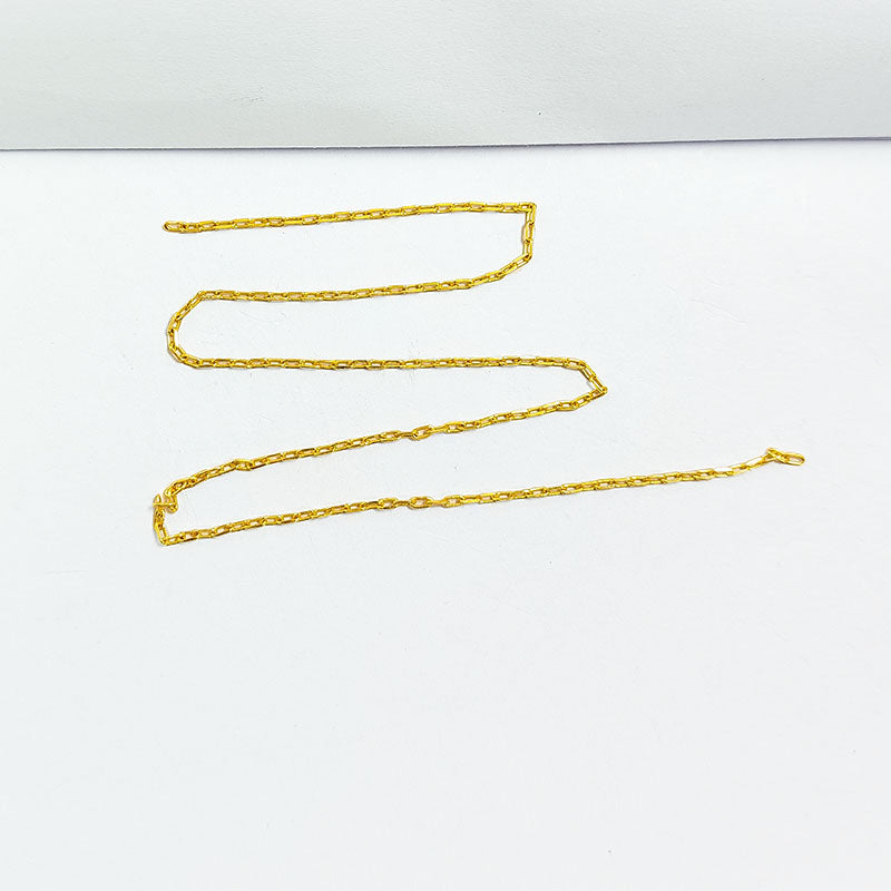 Slim oval link jewelry chain crafted with 18K Gold Overlay Over Copper featuring polished finish sold per foot for DIY jewelry projects