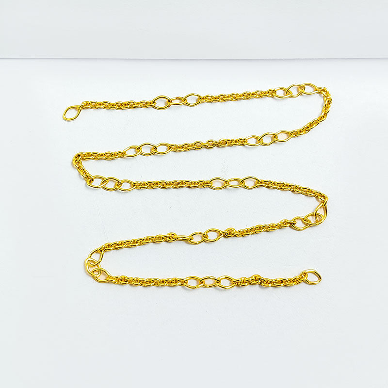 Elegant elongated link chain made with 18K Gold Overlay Over Copper showcasing smooth polished finish, oval link structure, and modern design for everyday wear