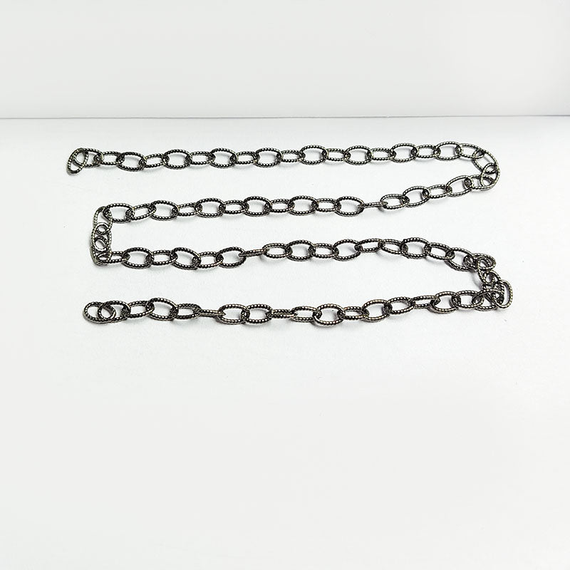 Modern Black Rhodium Overlay Over Copper oval link beading chain with textured oval links designed for everyday jewelry styling and custom accessory creation