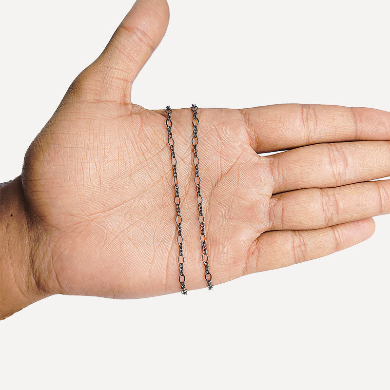 Mixed oval link chain made with Black Rhodium Overlay Over Copper, featuring alternating large and small links for custom jewelry styling and everyday design use