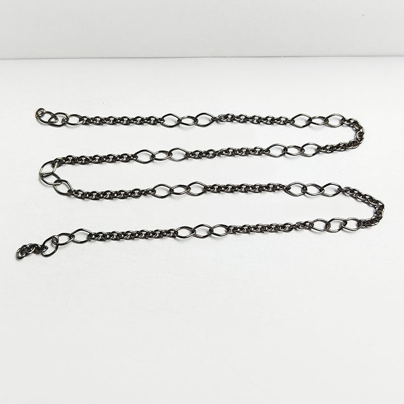 Alternating oval link chain crafted with Black Rhodium Overlay Over Copper, designed for creative jewelry styling, layered accessories, and custom everyday designs
