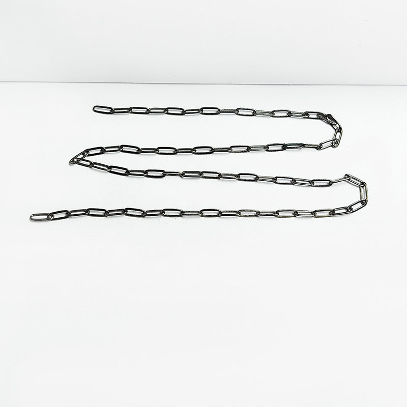 Slim elongated oval link chain crafted with Black Rhodium Overlay Over Copper, ideal for everyday jewelry styling, layering looks, and custom accessory designs