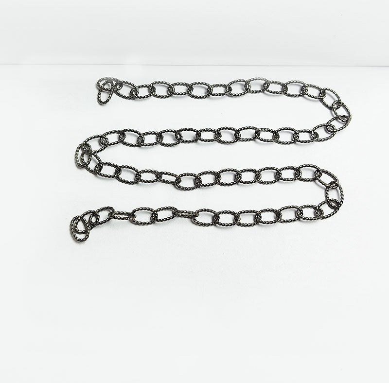 Large textured oval link chain crafted with Black Rhodium Overlay Over Copper, designed for bold jewelry styling, statement accessories, and creative custom design projects
