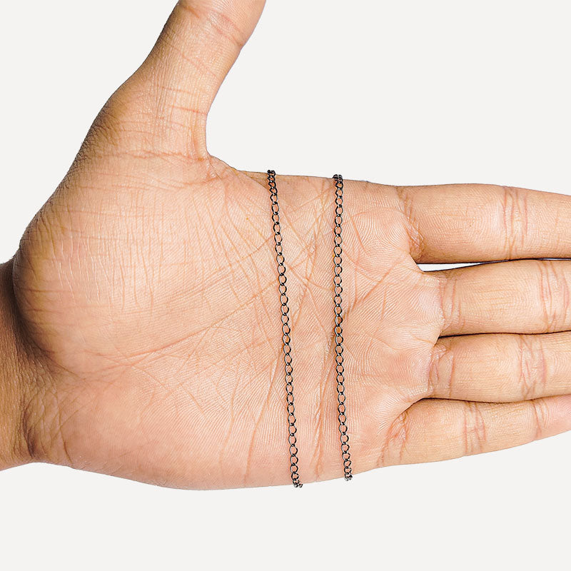 Small oval link chain crafted with Black Rhodium Overlay Over Copper, designed for minimalist jewelry styling, delicate layering, and custom everyday accessory designs