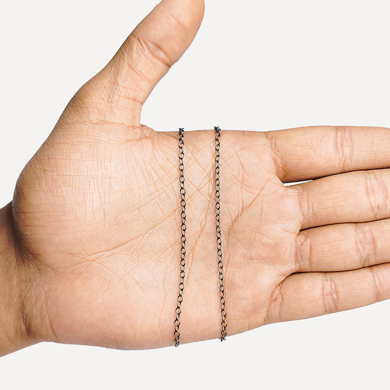 Medium oval link chain crafted with Black Rhodium Overlay Over Copper, designed for everyday jewelry styling, layering combinations, and custom accessory creation