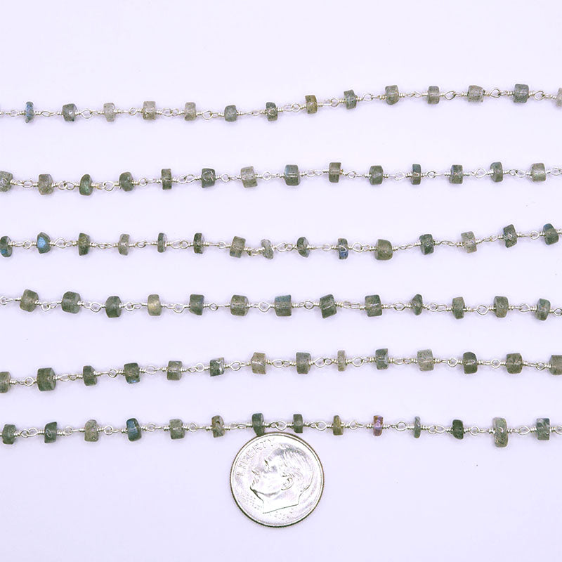 Rose Gold Overlay Over Copper labradorite beaded extender chain 3MM jewelry making supply India