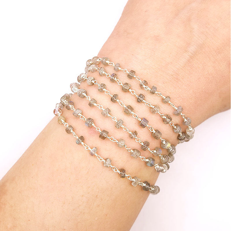 Rose Gold Overlay Over Copper labradorite beaded extender chain 3MM jewelry making supply India