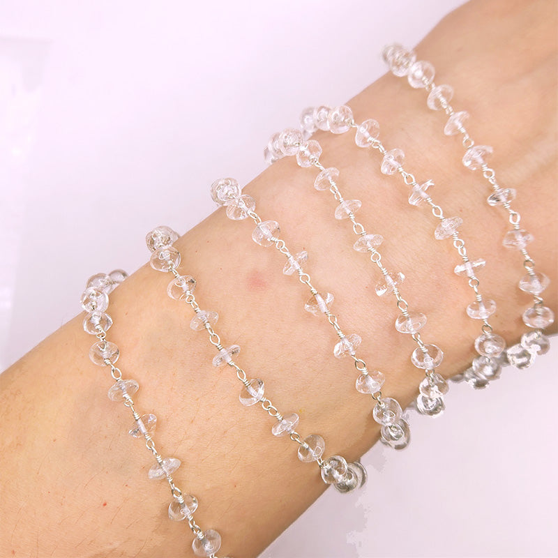 Rose Gold Overlay Over Copper crystal beaded extender chain 4MM jewelry making supply India