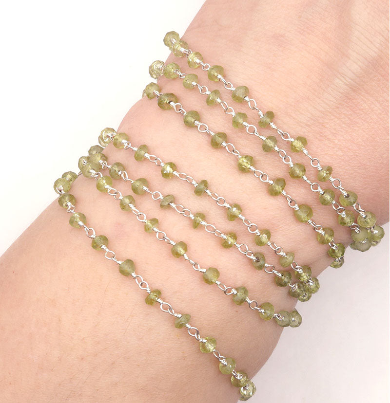 Rose Gold Overlay Over Copper peridot quartz beaded extender chain 3MM jewelry making supply India