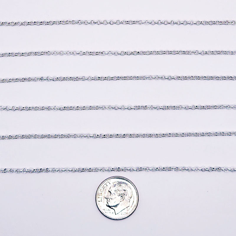 Silver overlay over copper round link chain with polished finish and elegant smooth circular links displayed on white background for retail jewelry use