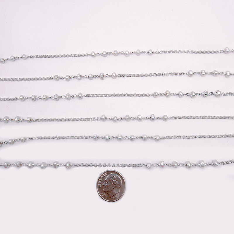 Silver overlay over copper mabe pearl beading and extender chain with polished links designed for elegant jewelry styling and handcrafted creations