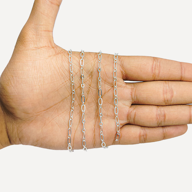 Elegant fine oval link beading and extender chain crafted with silver overlay over copper featuring polished finish for modern handcrafted jewelry designs