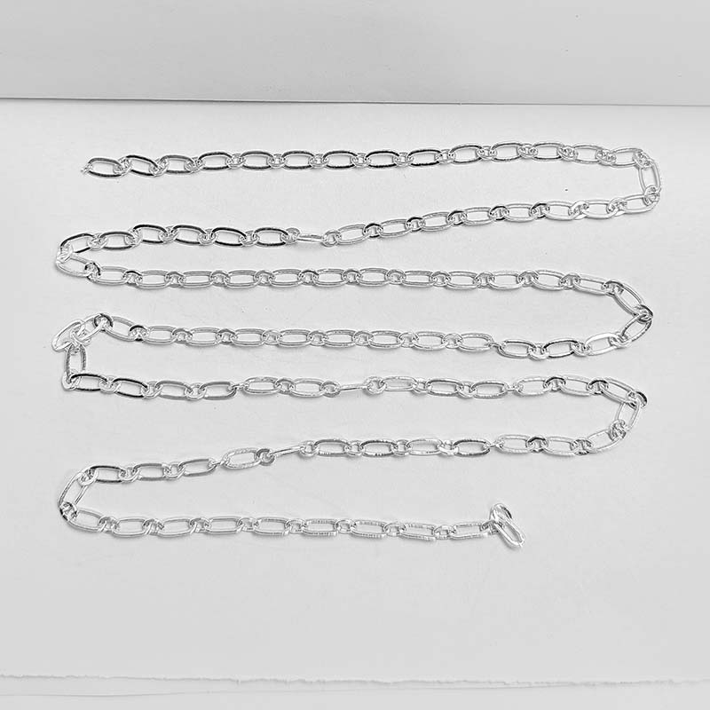 Elegant fine oval link beading and extender chain crafted with silver overlay over copper featuring polished finish for modern handcrafted jewelry designs