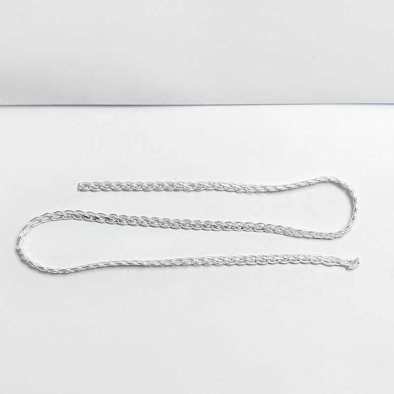 Elegant fine braided beading and extender chain crafted with silver overlay over copper featuring polished finish for modern handcrafted jewelry designs