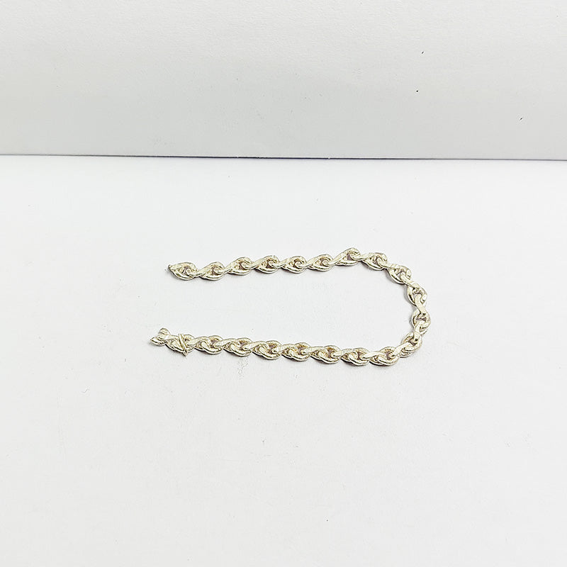 Elegant twisted beading and extender chain crafted with silver overlay over copper featuring polished finish for modern handcrafted jewelry designs