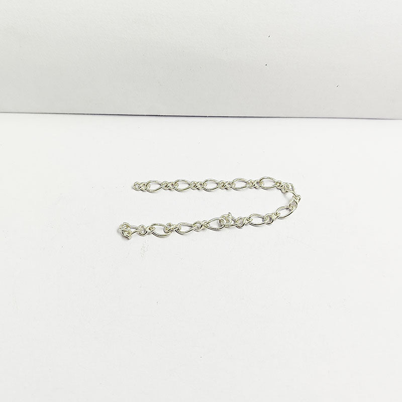 Elegant oval link beading and extender chain crafted with silver overlay over copper featuring polished finish for modern handcrafted jewelry designs