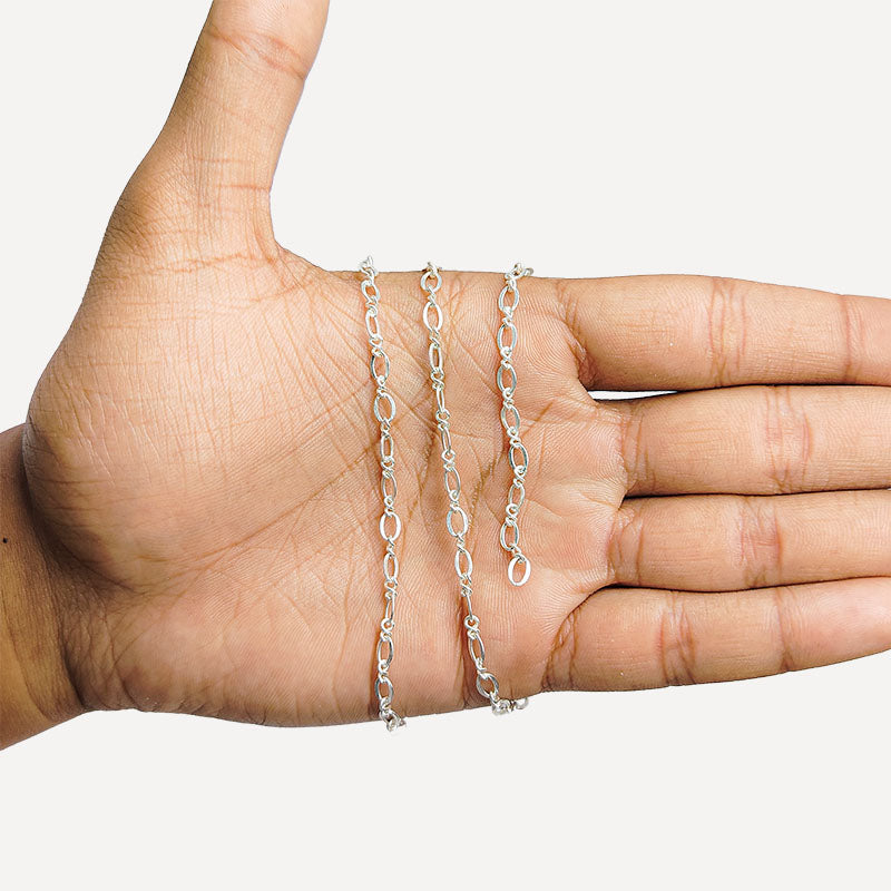 Elegant smooth oval beading and extender chain crafted with silver overlay over copper featuring polished finish for modern handcrafted jewelry designs