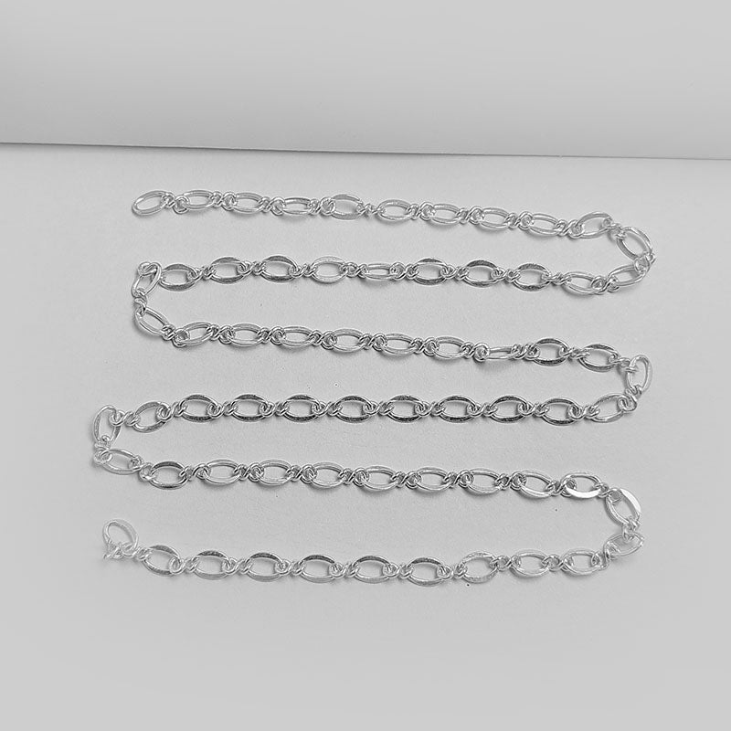 Elegant smooth oval beading and extender chain crafted with silver overlay over copper featuring polished finish for modern handcrafted jewelry designs