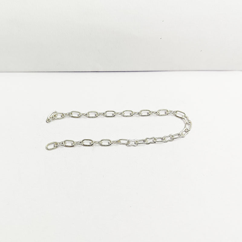 Elegant fine elongated link beading and extender chain crafted with silver overlay over copper featuring polished finish for modern handcrafted jewelry designs