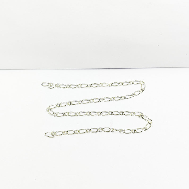 Elegant slim oval link beading and extender chain crafted with silver overlay over copper featuring polished finish for modern handcrafted jewelry designs