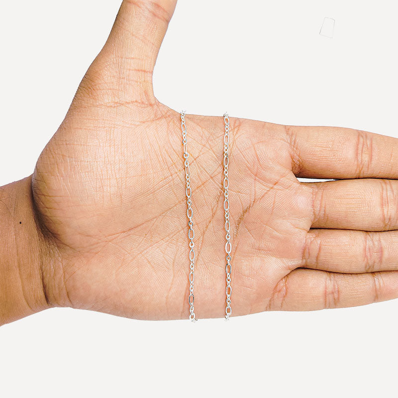 Silver Overlay Beading & Extender Chain crafted with sleek mixed-link detailing and a bright metallic shine. A versatile jewelry component ideal for creating custom necklaces, layered bracelets, anklets, and decorative beading accents.