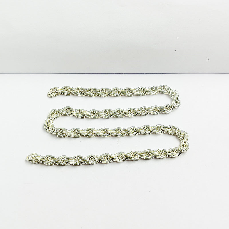 Elegant bold twisted rope beading and extender chain crafted with silver overlay over copper featuring polished finish for modern handcrafted jewelry designs