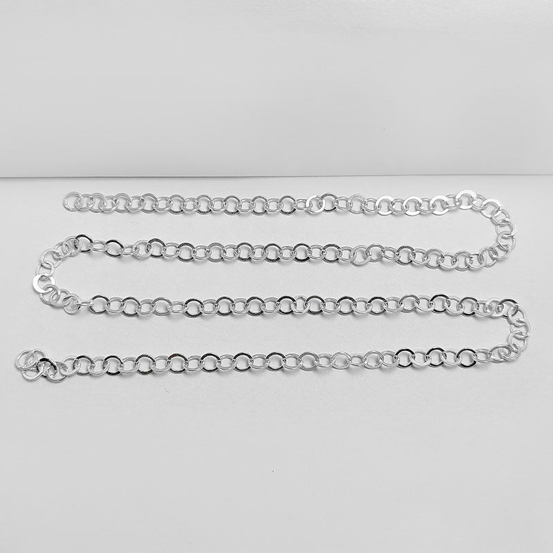Elegant oval link beading and extender chain crafted with silver overlay over copper featuring polished finish for modern handcrafted jewelry designs
