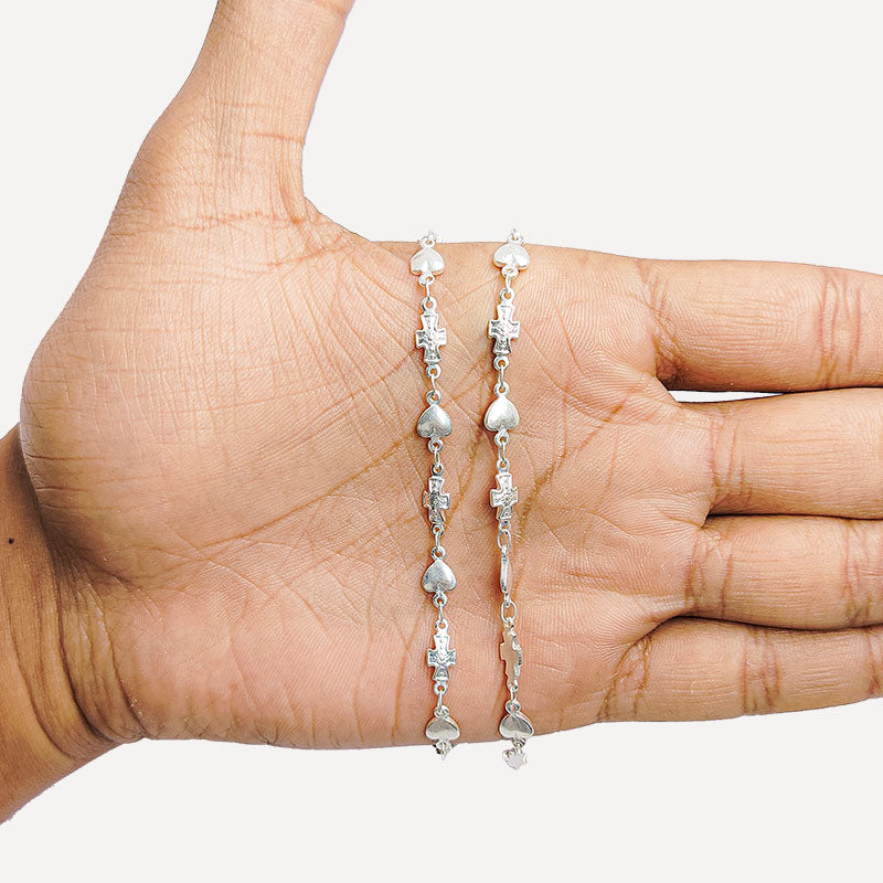 Beading & Extender Chain Cross-8X5MM Heart-5X5MM crafted in silver overlay over copper featuring heart and cross elements for jewelry making