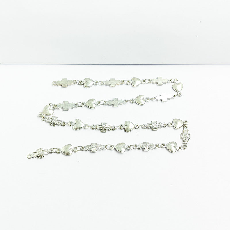 Beading & Extender Chain Cross-8X5MM Heart-5X5MM crafted in silver overlay over copper featuring heart and cross elements for jewelry making