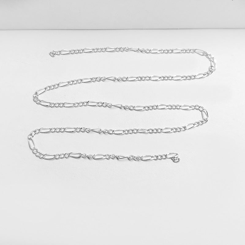 Silver Overlay Over Copper slim oval link beading and extender chain sold as per foot, ideal for creating delicate custom jewelry designs