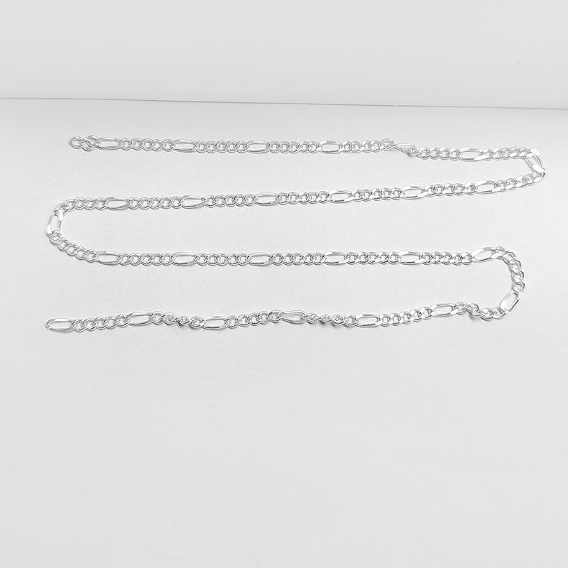 Silver Overlay Over Copper elongated link beading and extender chain sold as per foot, ideal for creating delicate custom jewelry designs