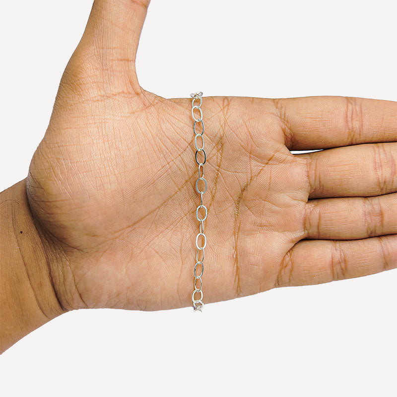 Silver Overlay Over Copper compact oval link beading and extender chain sold as per foot, ideal for creating delicate custom necklaces and bracelets