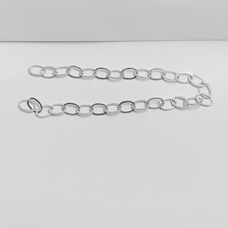 Silver Overlay Over Copper compact oval link beading and extender chain sold as per foot, ideal for creating delicate custom necklaces and bracelets