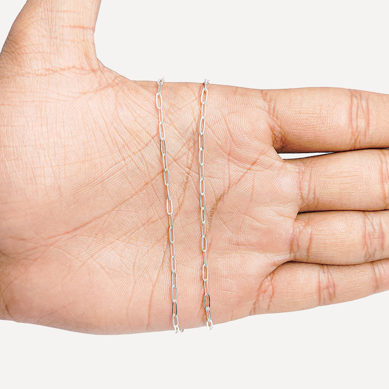 Silver Overlay Over Copper dual size elongated oval link beading and extender chain sold as per foot, ideal for creating custom necklaces and bracelets