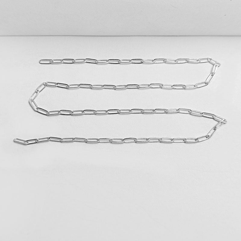 Silver Overlay Over Copper dual size elongated oval link beading and extender chain sold as per foot, ideal for creating custom necklaces and bracelets