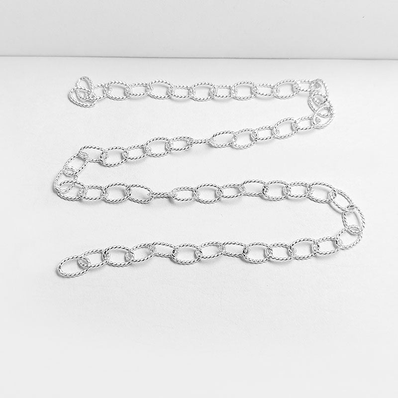 Silver Overlay Over Copper large oval link beading and extender chain sold as per foot, ideal for creating statement necklaces and custom jewelry designs