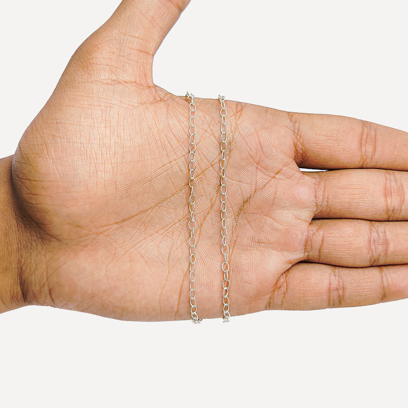 Silver Overlay Over Copper medium oval link beading and extender chain sold as per foot, ideal for creating custom necklaces and bracelets
