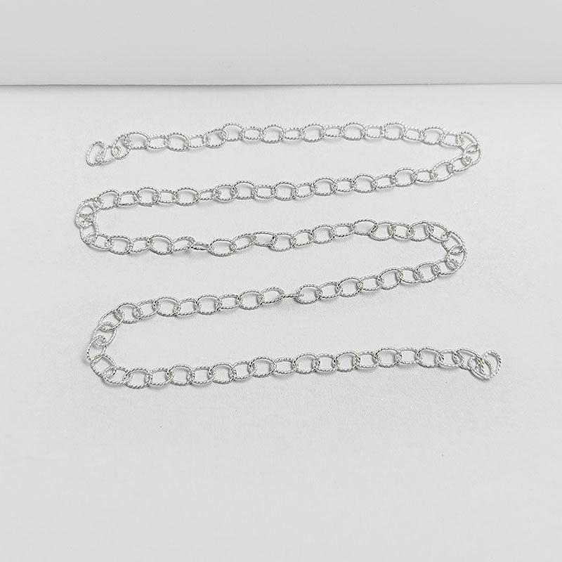 Silver Overlay Over Copper medium oval link beading and extender chain sold as per foot, ideal for creating custom necklaces and bracelets