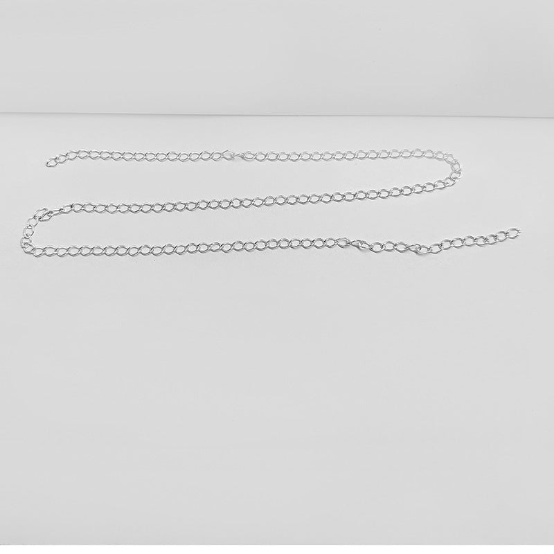 Silver Overlay Over Copper compact elongated link beading and extender chain sold as per foot, ideal for creating delicate custom necklaces and bracelets