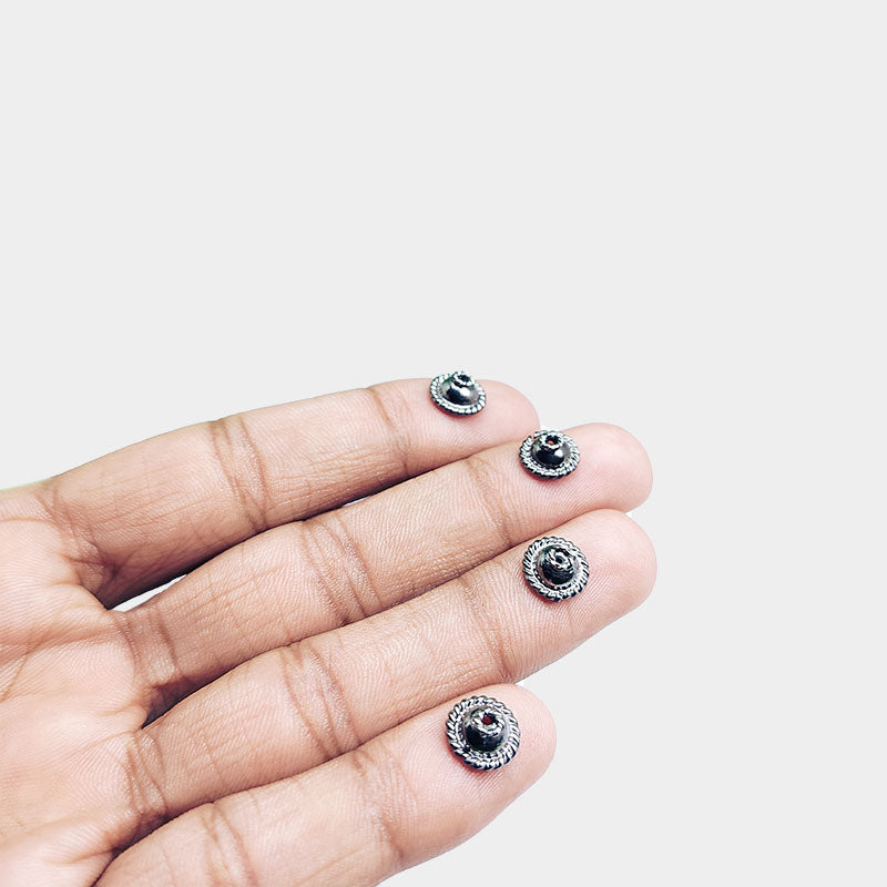 Black Rhodium Overlay Over Copper designer rope edge bead cap handcrafted in India with smooth dome finish