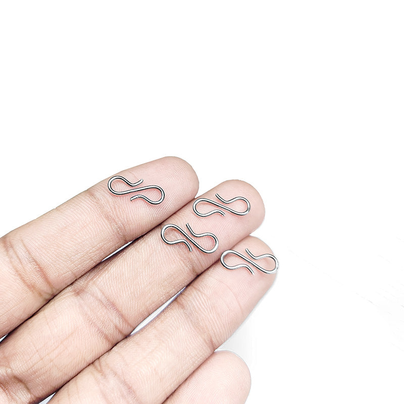 Minimal Black Rhodium Overlay Over Copper handcrafted S Hook from India with smooth curved design for DIY jewelry