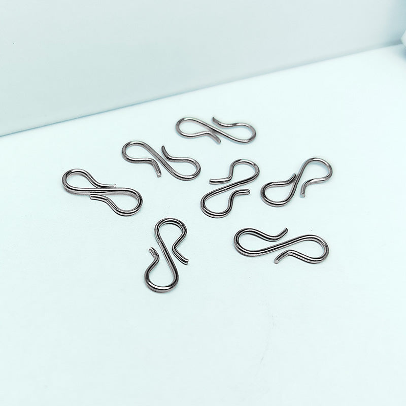 Minimal Black Rhodium Overlay Over Copper handcrafted S Hook from India with smooth curved design for DIY jewelry