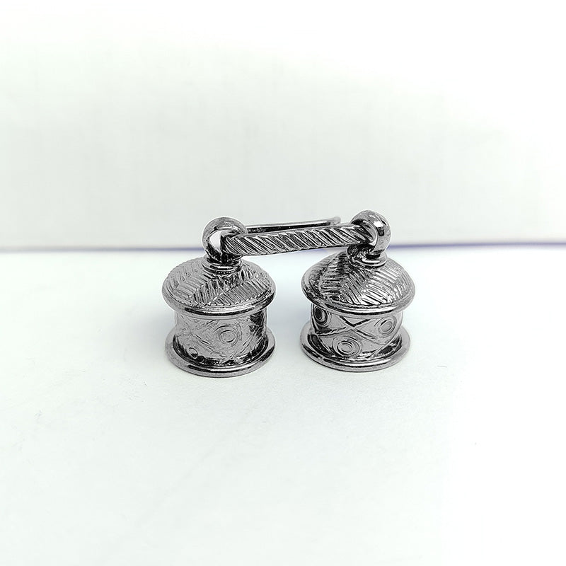 Black Rhodium Overlay Over Copper handcrafted End Cap with connector from India for jewelry finishing
